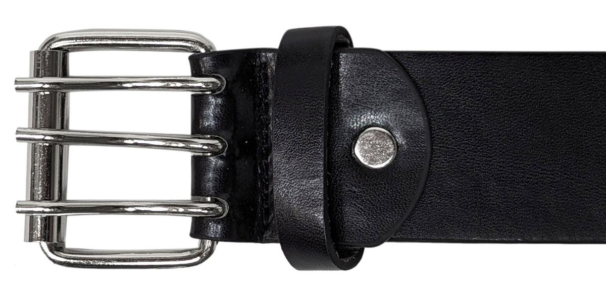 Black 3 Holes Row Silver Grommets Bonded Leather Belt 