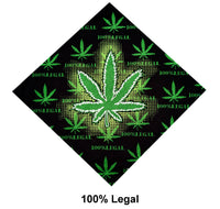 100% Legal Leaf Design Print Cotton Bandana (22 inches x 22 inches)
