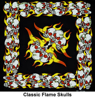 Classic Flame Skulls Design Print Cotton Bandana (22 inches x 22 inches)