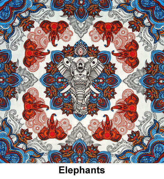 Elephants Design Print Cotton Bandana (22 inches x 22 inches)
