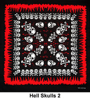 Hell Skulls Style 2 Design Print Cotton Bandana (22 inches x 22 inches)