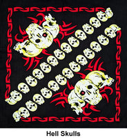 Hell Skulls Design Print Cotton Bandana (22 inches x 22 inches)