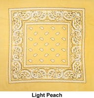 Light Peach Paisley Design Print Cotton Bandana (22 inches x 22 inches)