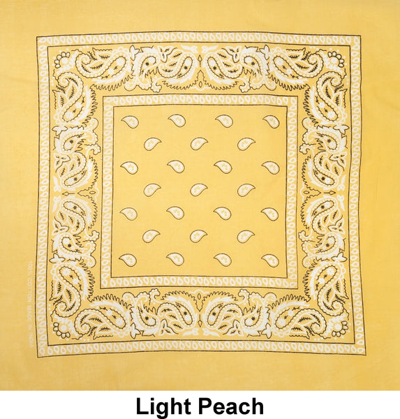 Light Peach Paisley Design Print Cotton Bandana (22 inches x 22 inches)