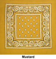 Mustard Paisley Print Designs Cotton Bandana (22 inches x 22 inches)