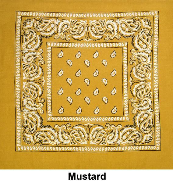 Mustard Paisley Print Designs Cotton Bandana (22 inches x 22 inches)