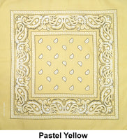 Pastel Yellow Paisley Print Designs Cotton Bandana (22 inches x 22 inches)