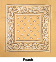 Peach Paisley Print Designs Cotton Bandana (22 inches x 22 inches)