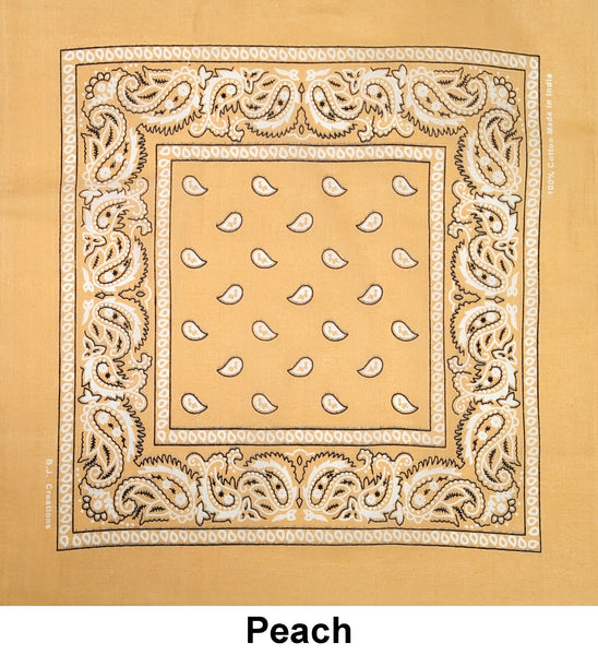 Peach Paisley Print Designs Cotton Bandana (22 inches x 22 inches)