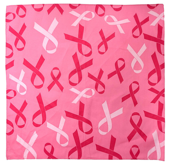 Pink Ribbons Breast Cancer Awareness Print Cotton Bandana (22 inches x 22 inches)