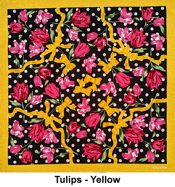 Tulips - Yellow Design Print Cotton Bandana (22 inches x 22 inches)