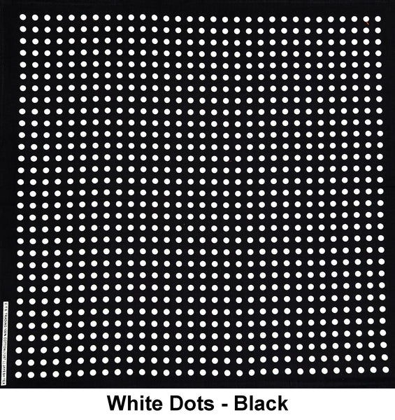 White Dots - Black Design Print Cotton Bandana (22 inches x 22 inches)