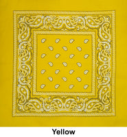 Yellow Paisley Print Designs Cotton Bandana (22 inches x 22 inches)