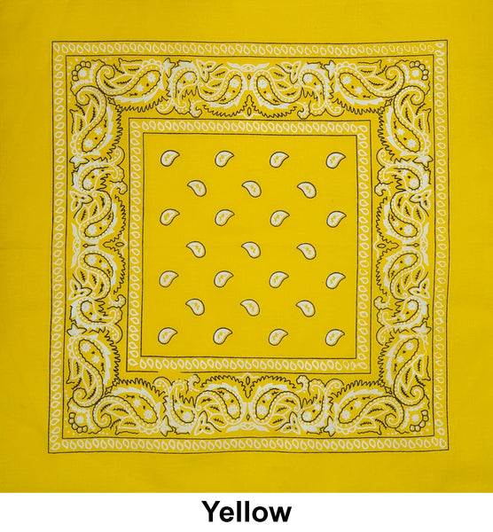 Yellow Paisley Print Designs Cotton Bandana (22 inches x 22 inches)