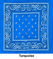 Turquoise Paisley Print Designs Cotton Bandana (22 inches x 22 inches)