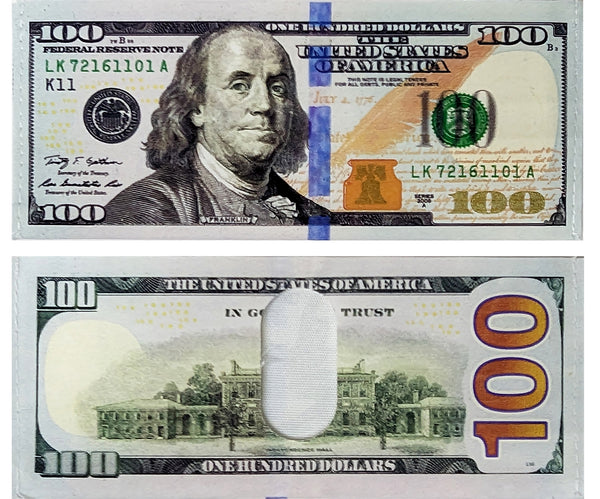 USA $100 One Hundred Dollar Photorealistic Print Bi-Fold Bifold Novelty Wallet