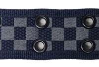 Navy Checkers 2 Holes Row Metal Grommet Stitched Canvas Fabric White Military Web Belt