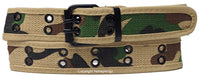 Desert Camouflage 2 Holes Row Metal Grommet Stitched Canvas Fabric Web Belt