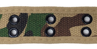 Desert Camouflage 2 Holes Row Metal Grommet Stitched Canvas Fabric Military Web Belt