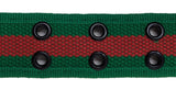 Green / Red 2 Holes Row Metal Grommet Stitched Canvas Fabric Web Belt