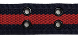 Navy / Red 2 Holes Row Metal Grommet Stitched Canvas Fabric Military Web Belt