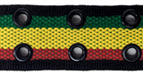 Jamaica Reggae Rasta Style Row Metal Grommet Stitched Canvas Fabric White Military Web Belt