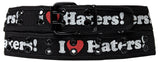 I Love Haters 2 Holes Row Metal Grommets Stitched Canvas Fabric Military Web Belt