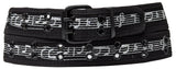 Music Notes 2 Holes Row Metal Grommets Stitched Canvas Fabric Military Web Belt