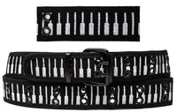 PIano Keys 2 Holes Row Metal Grommets Stitched Canvas Fabric Military Web Belt