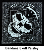 Bandana Skull Paisley Design Print Cotton Bandana (22 inches x 22 inches)