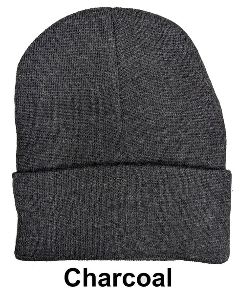 Charcoal Unisex Plain Warm Knit Beanie Hat Cuff Skull Ski Cap