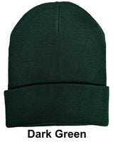 Dark Green Unisex Plain Warm Knit Beanie Hat Cuff Skull Ski Cap