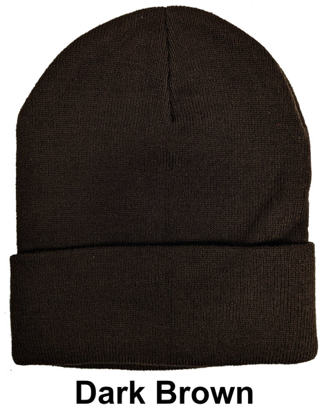 Dark Brown Unisex Plain Warm Knit Beanie Hat Cuff Skull Ski Cap