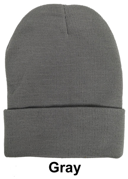 Gray Unisex Plain Warm Knit Beanie Hat Cuff Skull Ski Cap