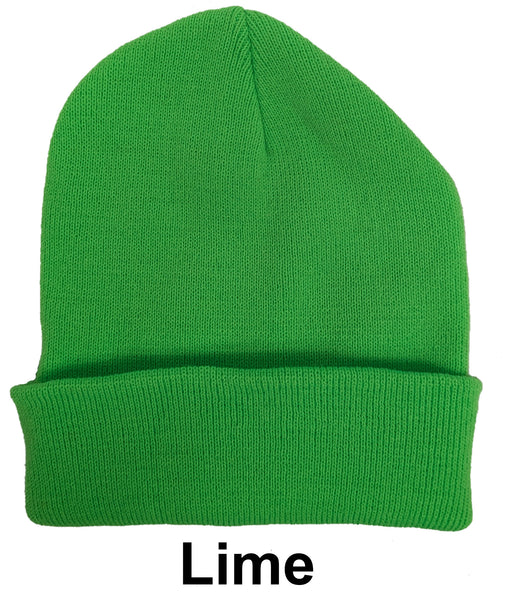 Lime Unisex Plain Warm Knit Beanie Hat Cuff Skull Ski Cap