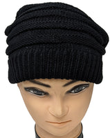 Black Winter Ski Crochet Beret Baggy Oversize Slouchy Beanie Hat