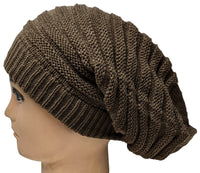 Brown Winter Ski Crochet Beret Baggy Oversize Slouchy Beanie Hat