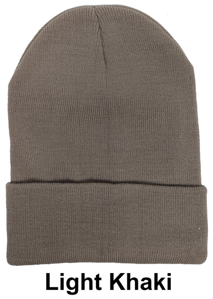 Light Khaki Unisex Plain Warm Knit Beanie Hat Cuff Skull Ski Cap