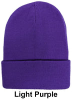 Light Purple Unisex Plain Warm Knit Beanie Hat Cuff Skull Ski Cap