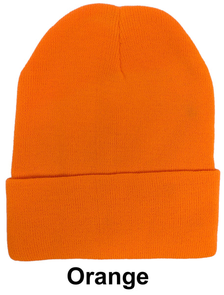 Orange Unisex Plain Warm Knit Beanie Hat Cuff Skull Ski Cap