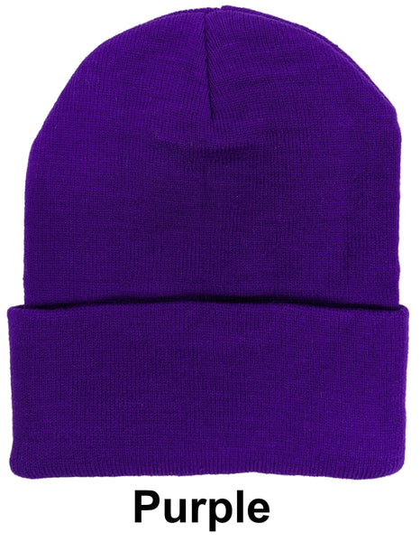 Purple Unisex Plain Warm Knit Beanie Hat Cuff Skull Ski Cap