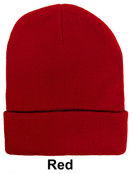 Red Unisex Plain Warm Knit Beanie Hat Cuff Skull Ski Cap