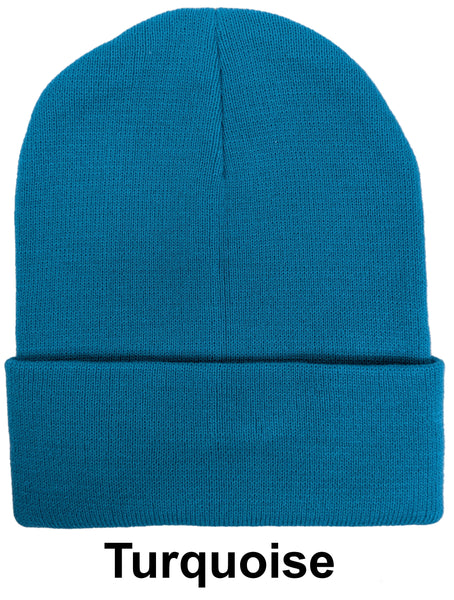 Turquoise Unisex Plain Warm Knit Beanie Hat Cuff Skull Ski Cap