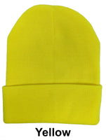 Yellow Unisex Plain Warm Knit Beanie Hat Cuff Skull Ski Cap