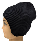 Black Winter Thick Beanie Winter Warm Hat with Ears Flap Protection