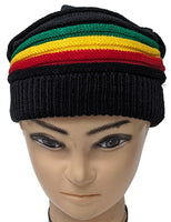 Black Rasta Reggae Style Winter Ski Crochet Beret Baggy Oversize Slouchy Beanie Hat