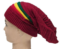 Burgundy Rasta Reggae Style Winter Ski Crochet Beret Baggy Oversize Slouchy Beanie Hat
