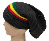 Charcoal Rasta Reggae Style Winter Ski Crochet Beret Baggy Oversize Slouchy Beanie Hat