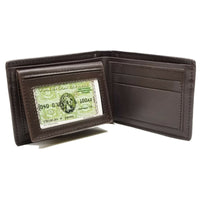 Brown Checkers Leather Italian Designer Bi-Fold Bifold Wallet
