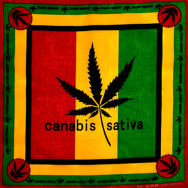 Cannabis Sativa Leaf Design Print Cotton Bandana (22 inches x 22 inches)